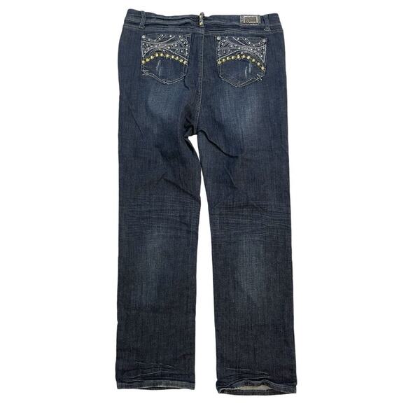 Grace in LA Boot Cut Jeans Womens Sz 36 Embroidered Sequin Denim - Picture 1 of 14